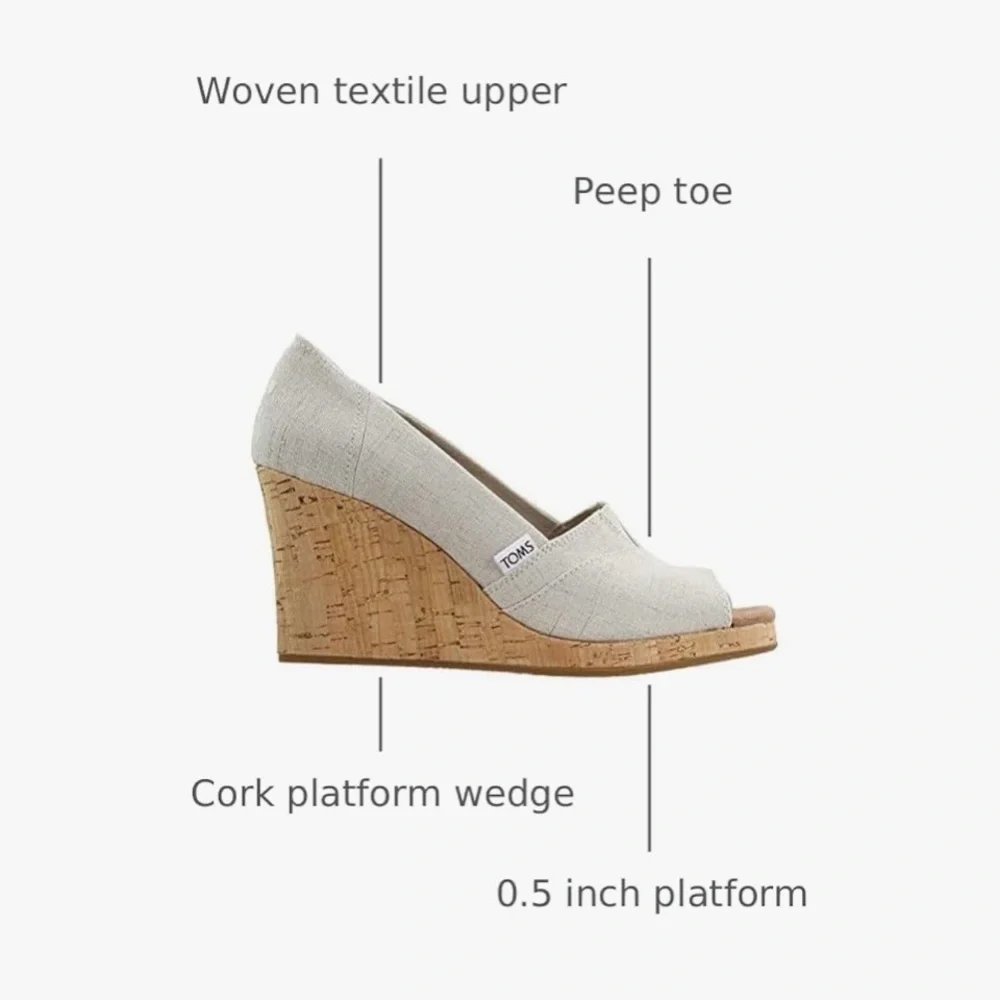 TOMS Beige Crosshatch Wedges - Picture 12 of 12
